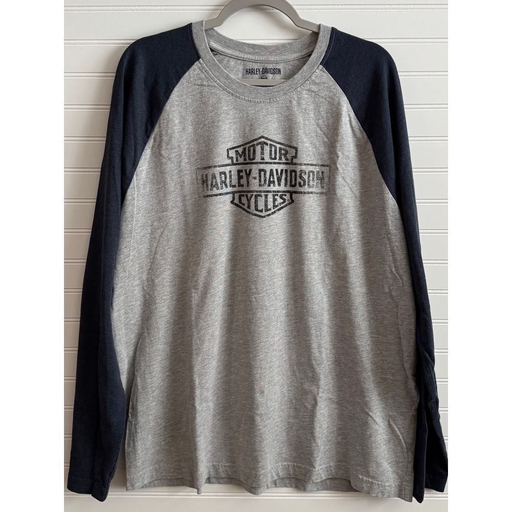 Harley-Davidson‎ Motorcycle Oil Can Bar & Shield Raglan Long Sleeve T-Shirt, XL